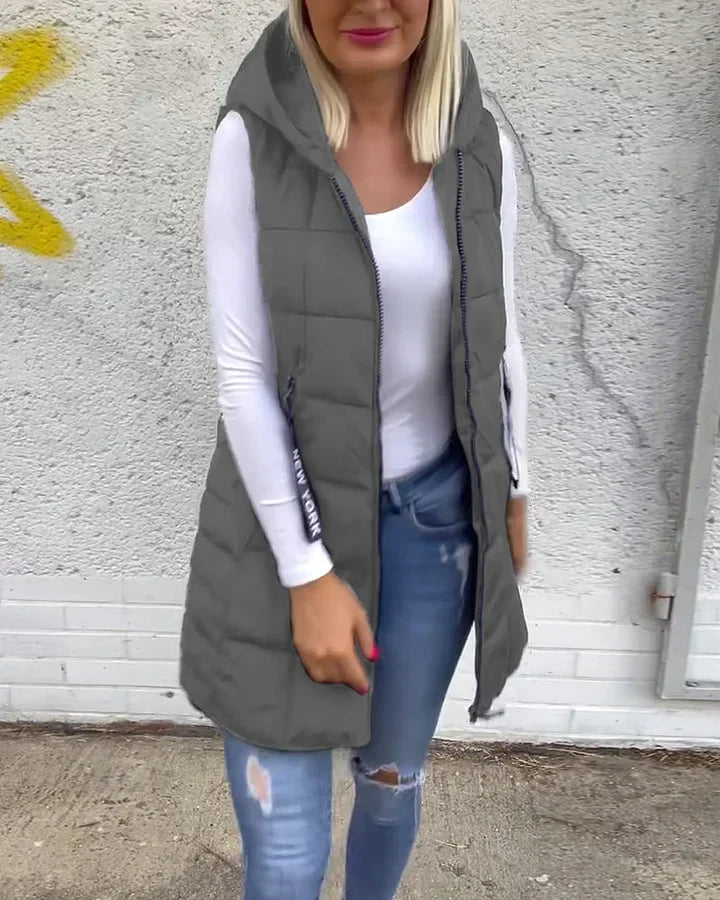 Laruna - Gewatteerde Mouwloze Jas Met Ritssluiting