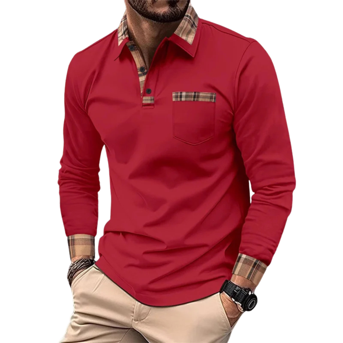 Donald | Polo De Lujo Con Detalles A Cuadros Para Hombre