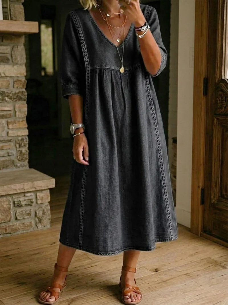 Robe midi évasée en dentelle