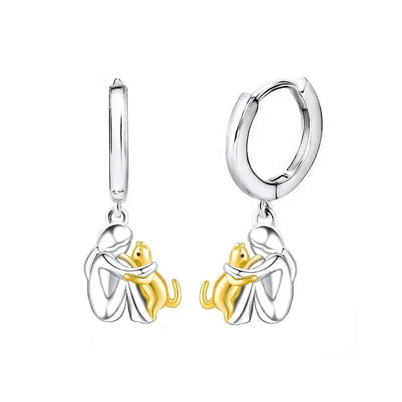 Lily™ - Boucles d'oreilles Icône Chat (Fermeture Ronde)