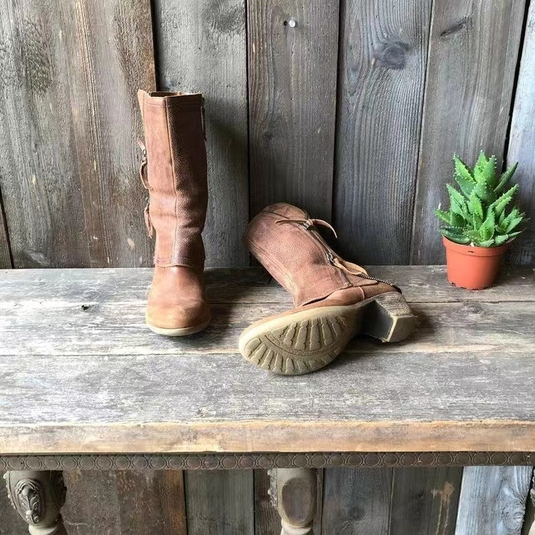 Lulia - Bottines en cuir avec fermeture éclair latérale