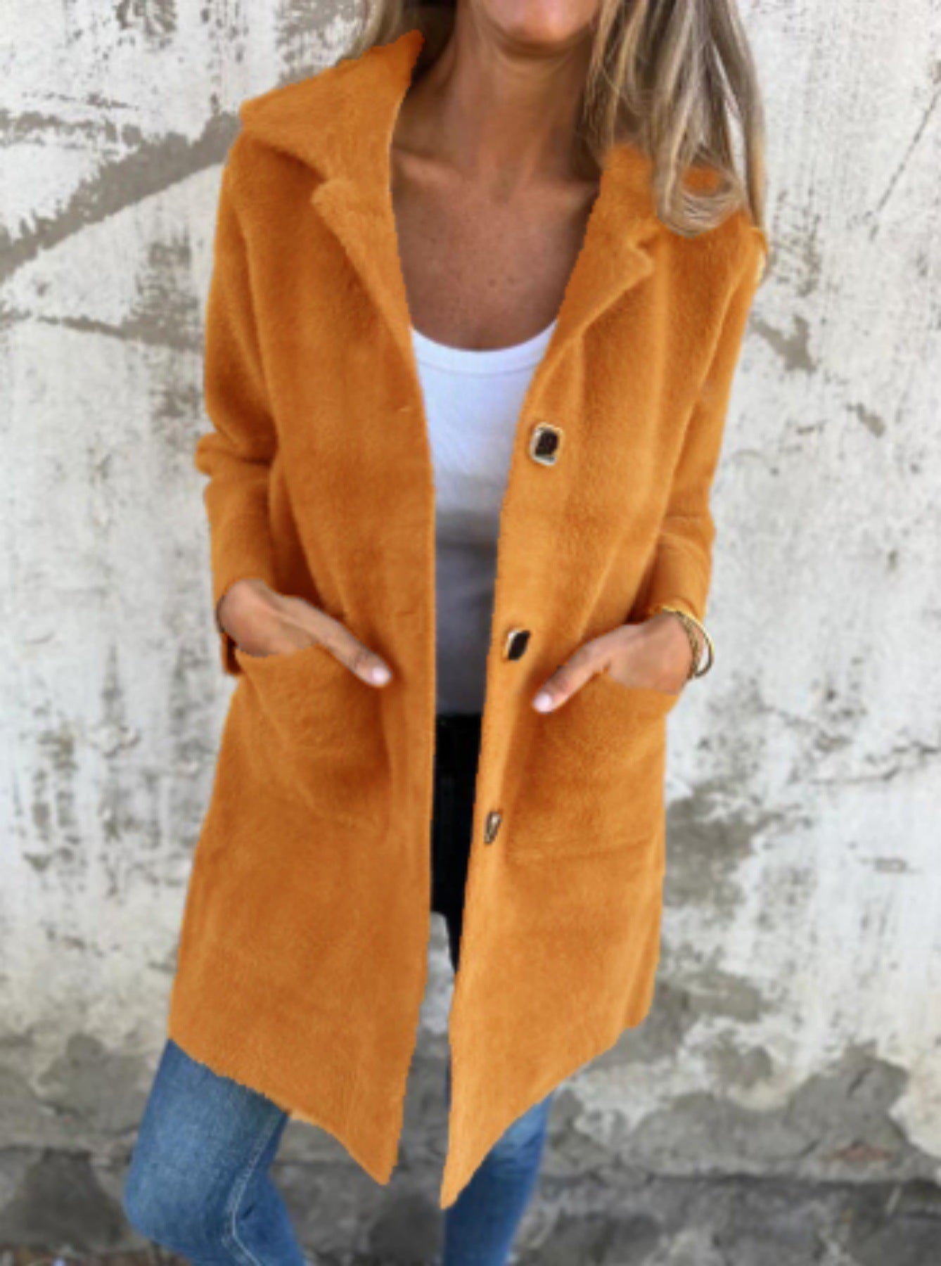 Rionna - Manteau à Manches Longues Boutonné avec Poches