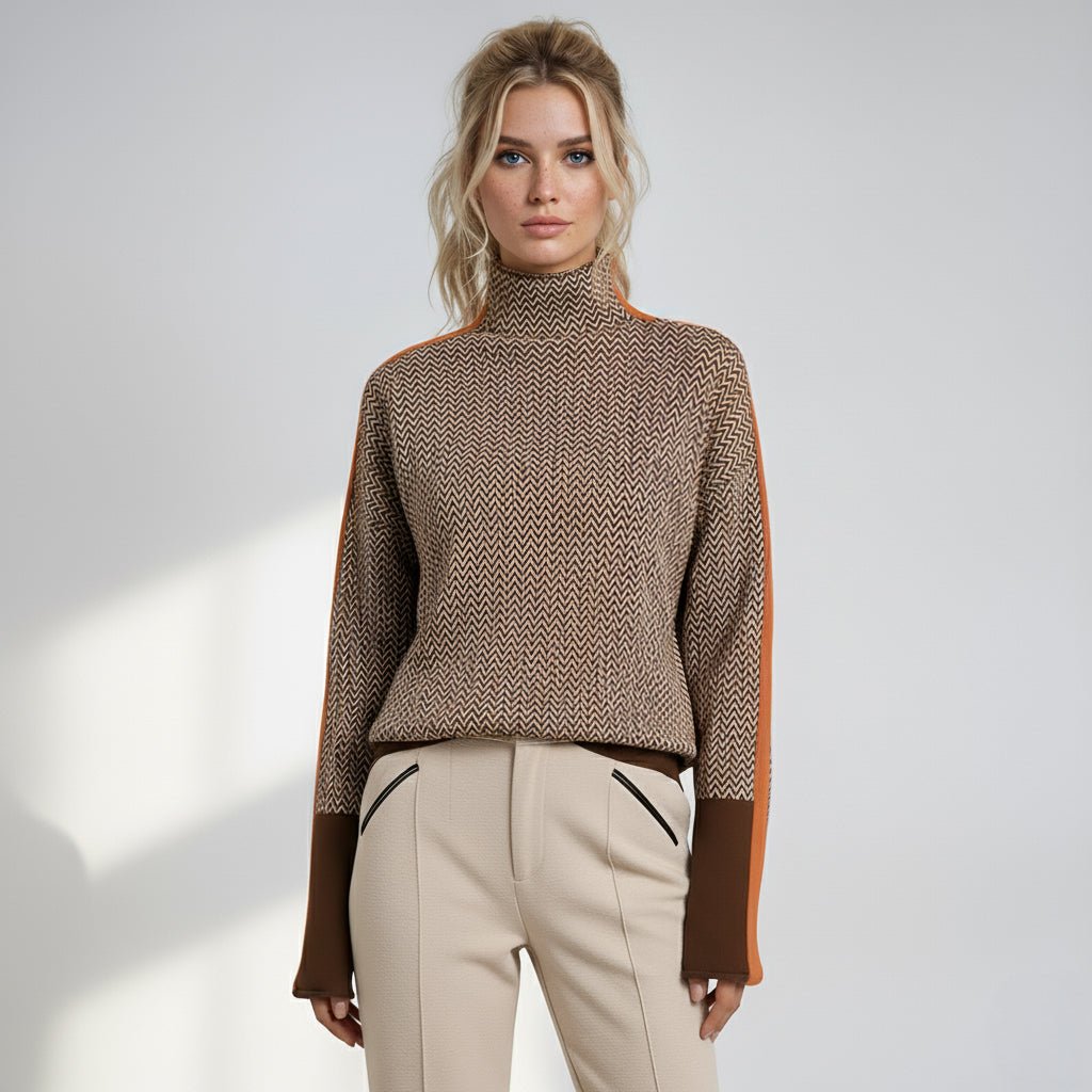 Elara | Pull à col roulé à rayures contrastantes
