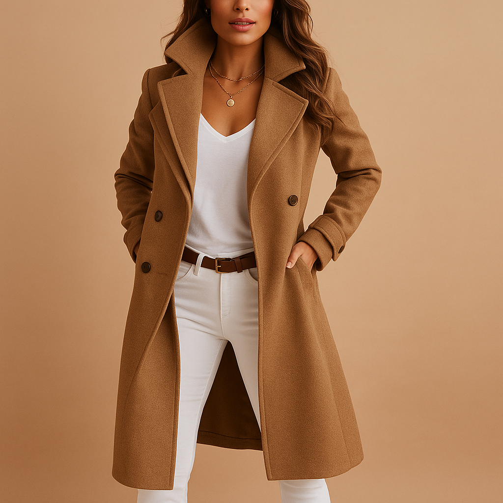 Dfina - Élégant Manteau Long À Boutons
