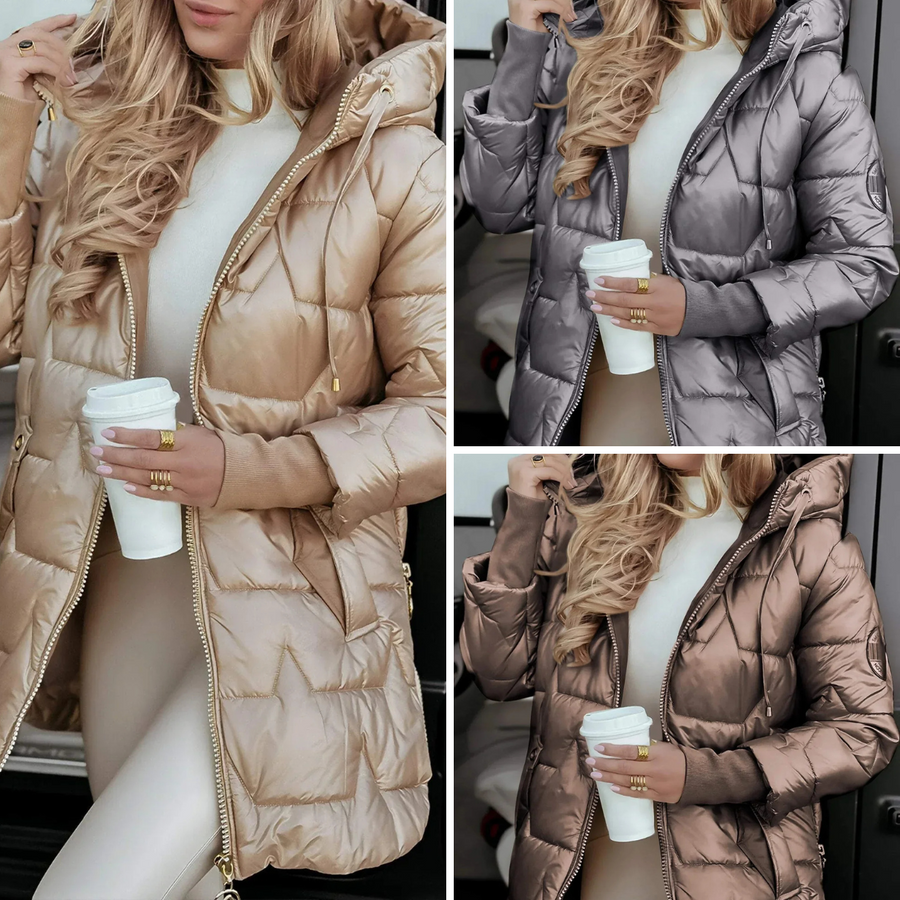 Mageina - Elegante gewatteerde winterjas met capuchon