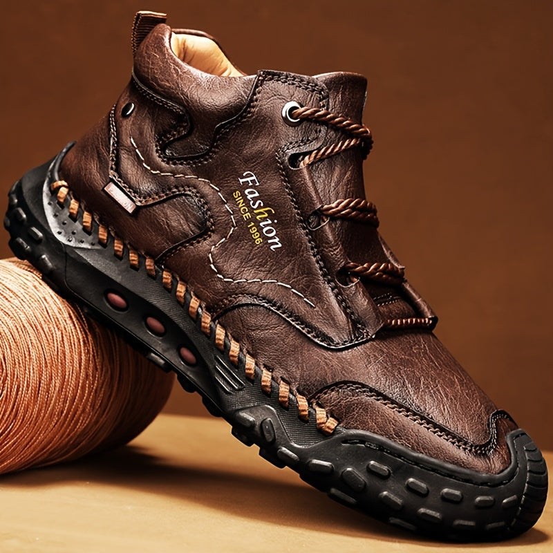 Kolman - Casual leren veterlaarzen met antislipzool
