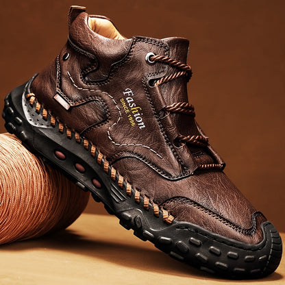 Kolman - Casual leren veterlaarzen met antislipzool