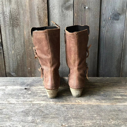 Lulia - Botines De Cuero Con Cremallera Lateral