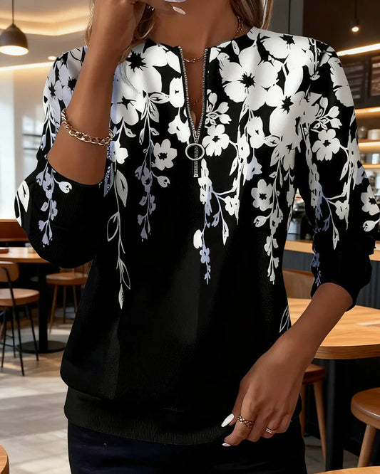 Marci | Sweat à Col et Demi-zip Imprimé