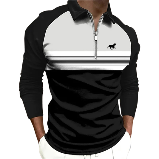 Mirani | Heren luxe gestreepte poloshirt met rits