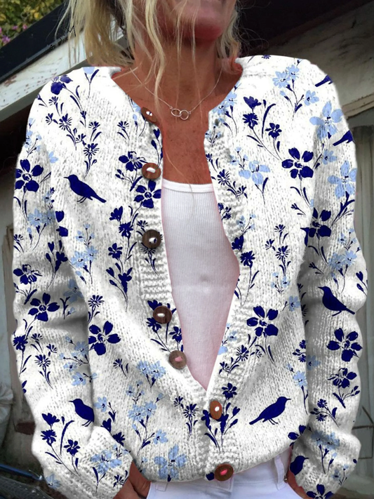 Élise™ | Cardigan fleuri vintage boutonné