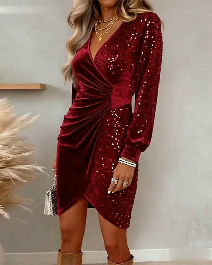 Emilia | Vestido Midi Navideño con Escote en V