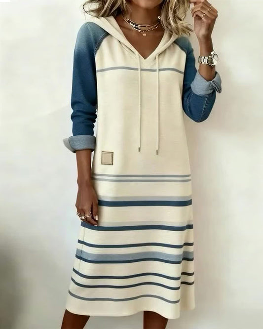 Camila | Robe à Capuche Rayée et Multicolore