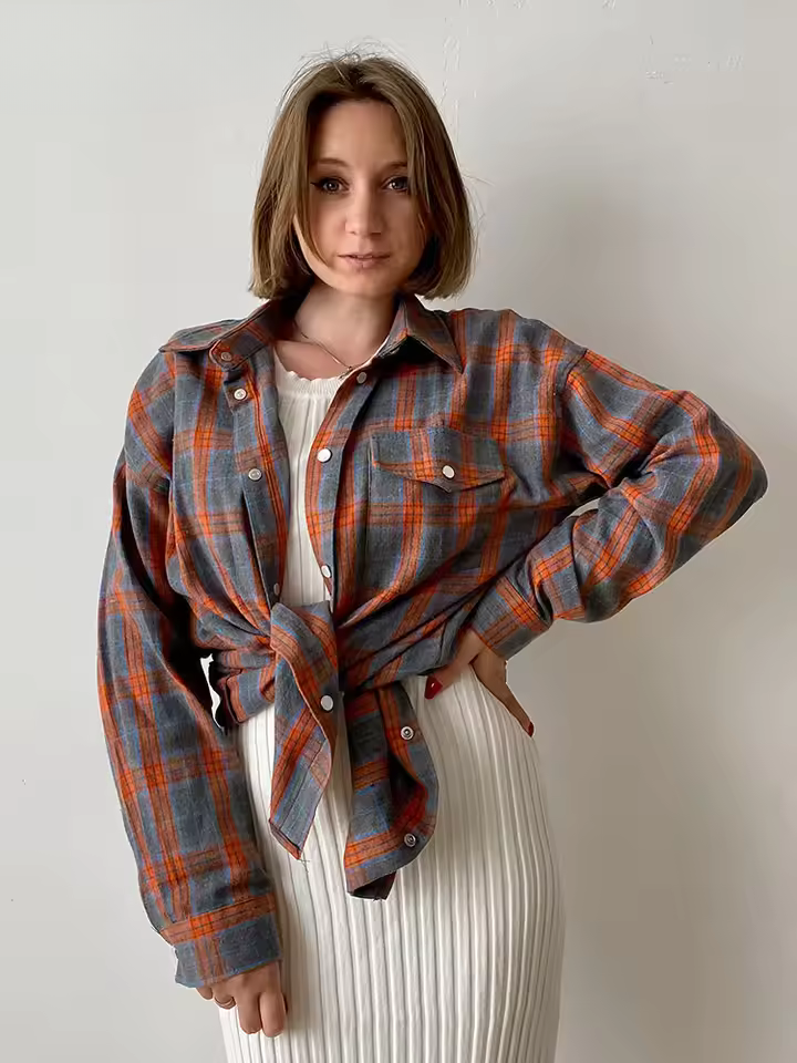 LUSIANA™ | CAMISA DE CUADROS OVERSIZE VINTAGE