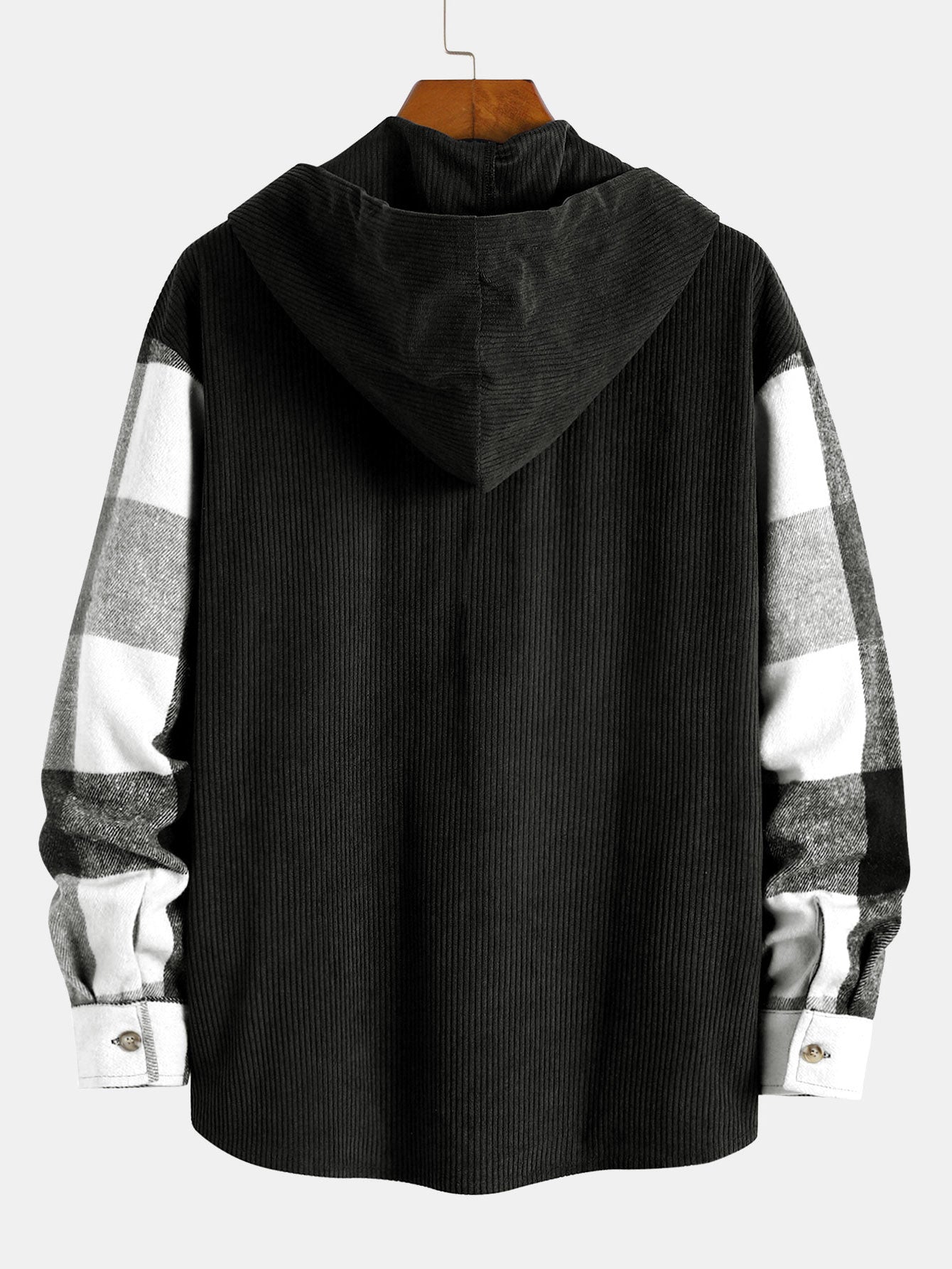 Chemise à capuche en flanelle à carreaux coupe décontractée et velours côtelé