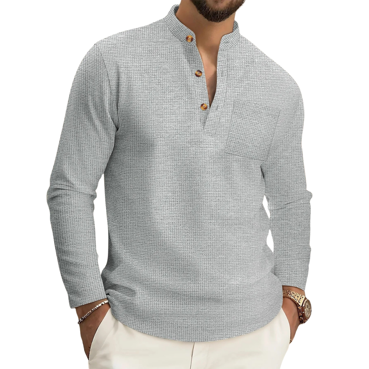 Thogo | Camisa Texturizada De Cuello Alto Para Hombre