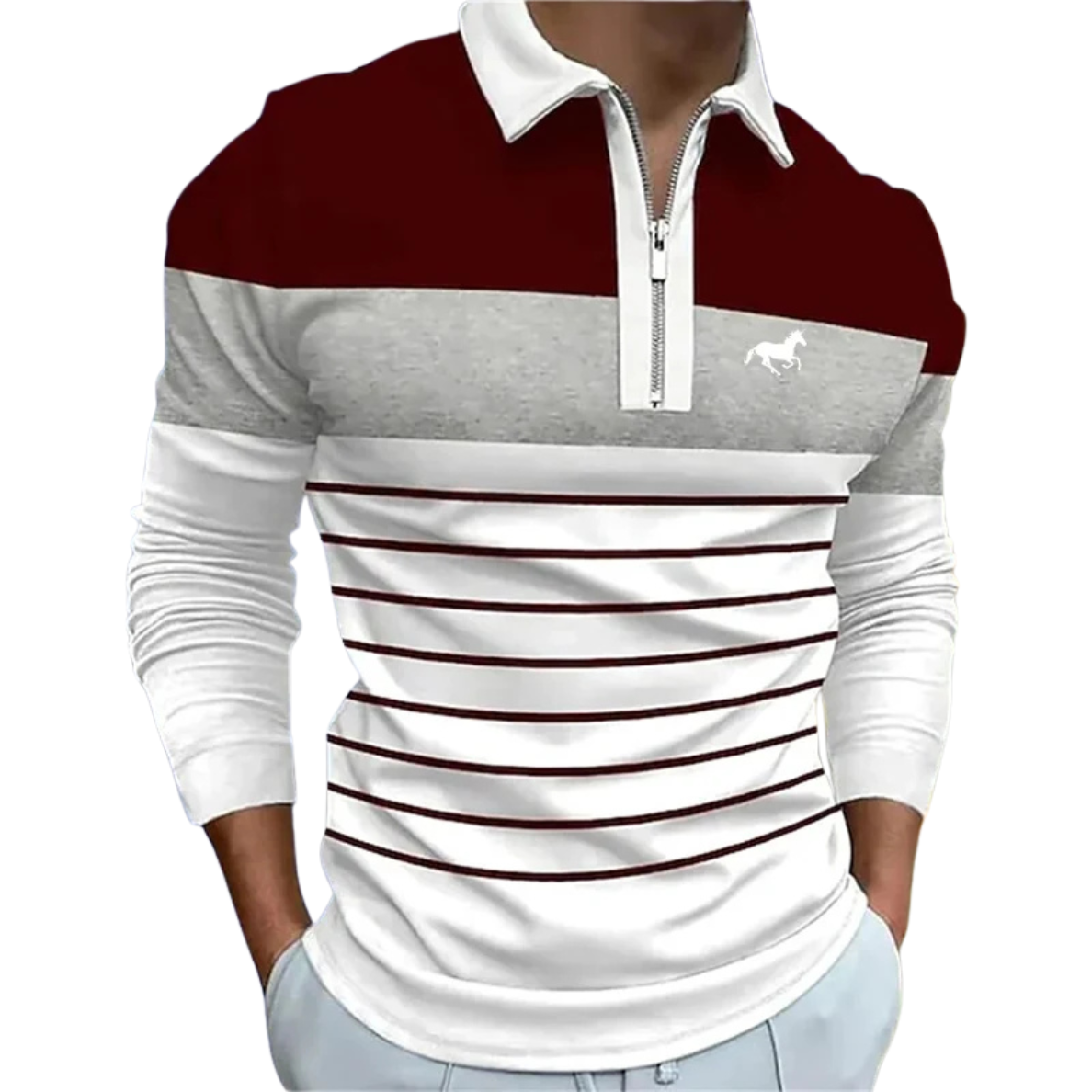 Mirani | Heren luxe gestreepte poloshirt met rits