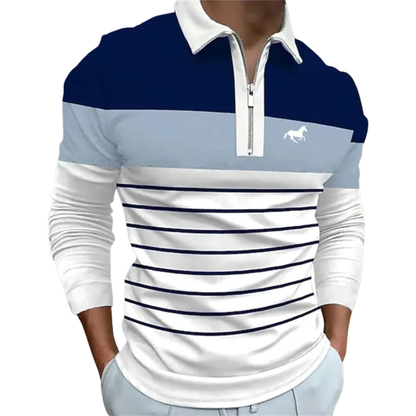 Mirani | Heren luxe gestreepte poloshirt met rits
