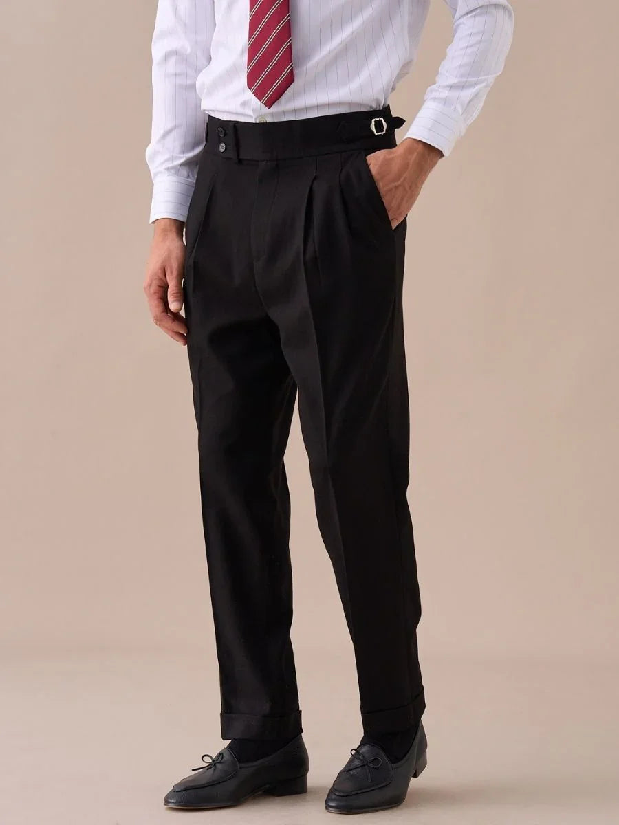 Pantalones de cintura alta Sorolla Madrid con doble pliegue