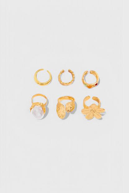 Bague Fleur Liquide Ouverte en Perle