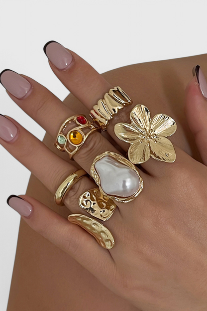 Bague Fleur Liquide Ouverte en Perle