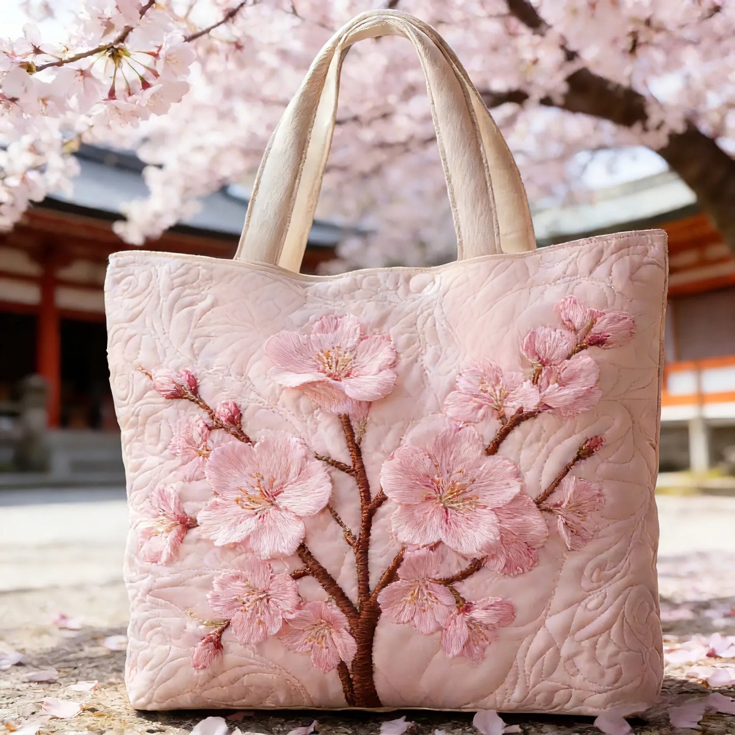 Blossom Serenity | Bolso de mano acolchado hecho a mano