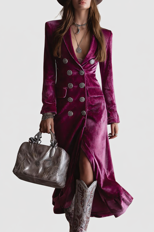 Vera | Robe blazer longue en velours