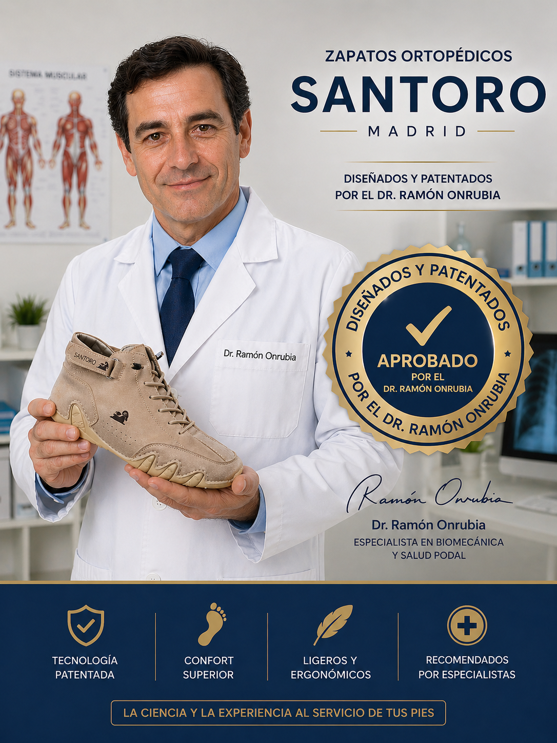 Zapatos ortopédicos de cuero auténtico