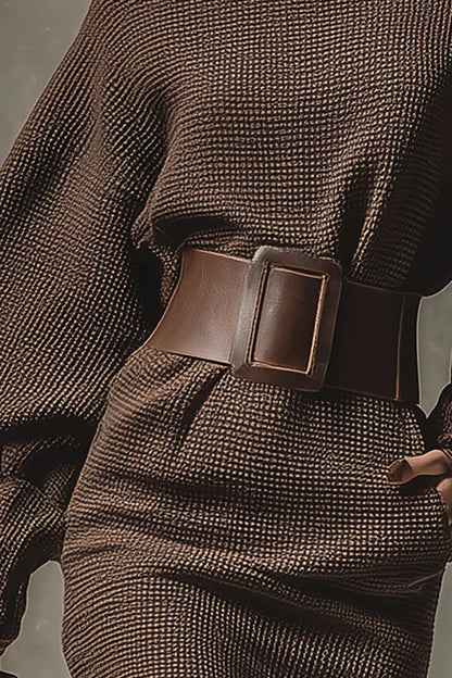 Bianca | Vestido Corto de Punto con Cinturón Ajustado
