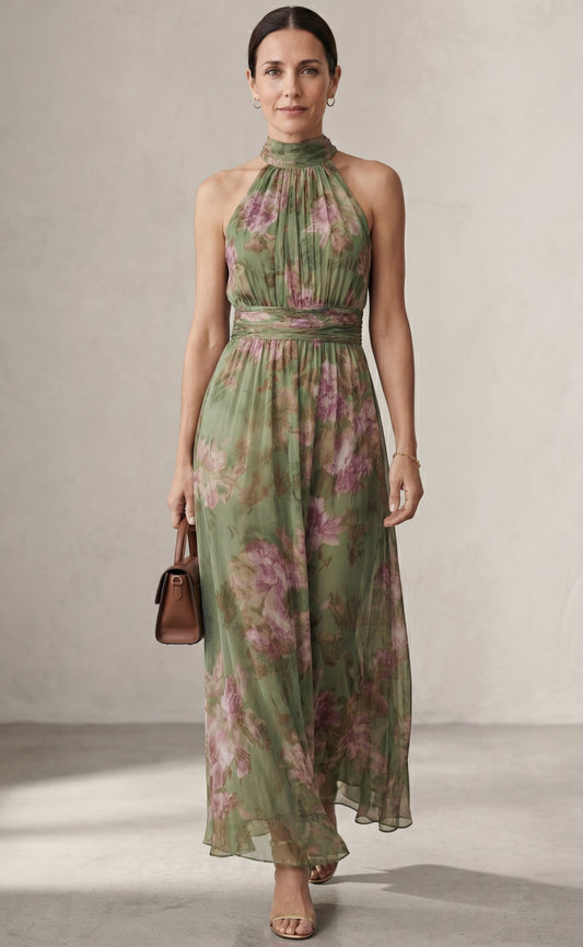 Livia™| Vestido maxi halter floral elegante