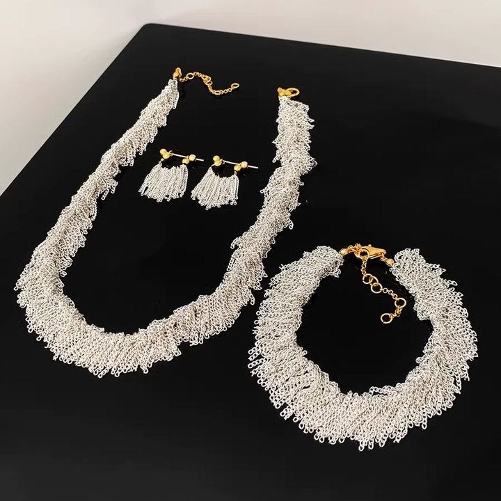 Ursa™ Pendientes, collar, pulsera con flecos en forma de cascada