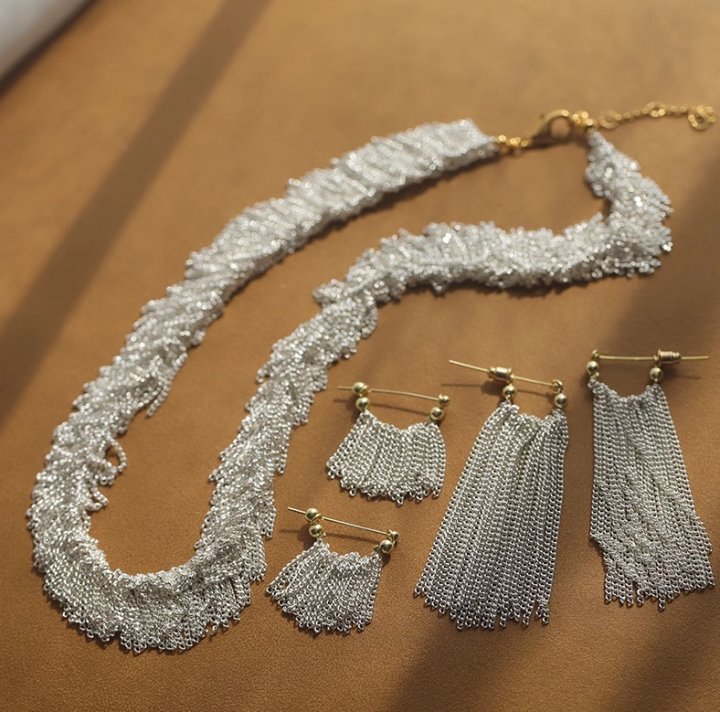 Ursa™ Pendientes, collar, pulsera con flecos en forma de cascada