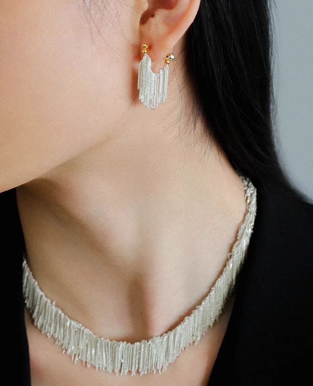 Ursa™ Pendientes, collar, pulsera con flecos en forma de cascada