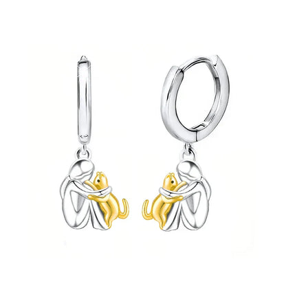 Lily™ - Boucles d'oreilles Icône Chat (Fermeture Ronde)