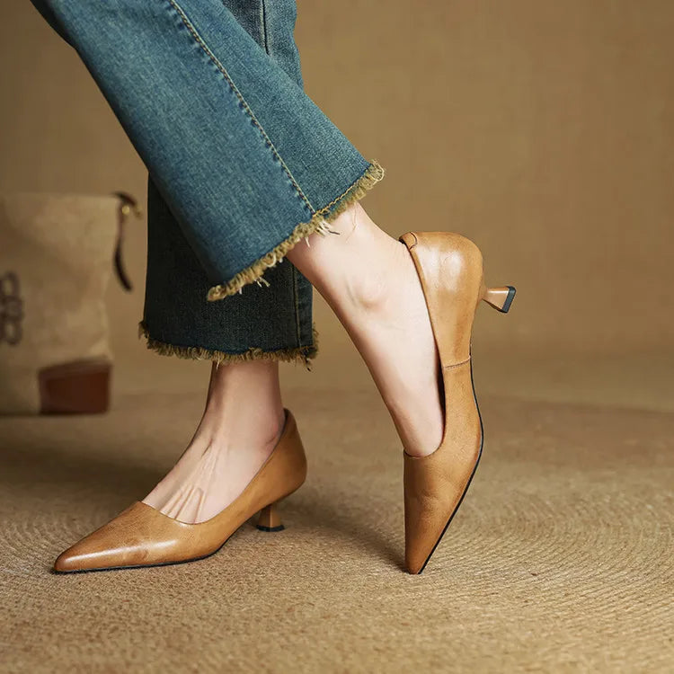 Anok Tacones Altos de Cuero Auténtico