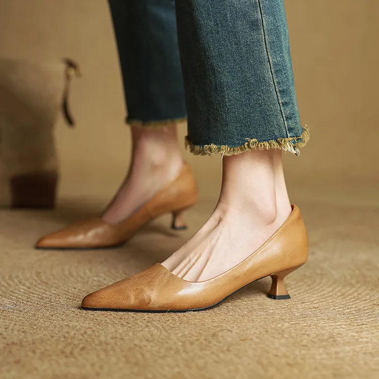 Anok Tacones Altos de Cuero Auténtico