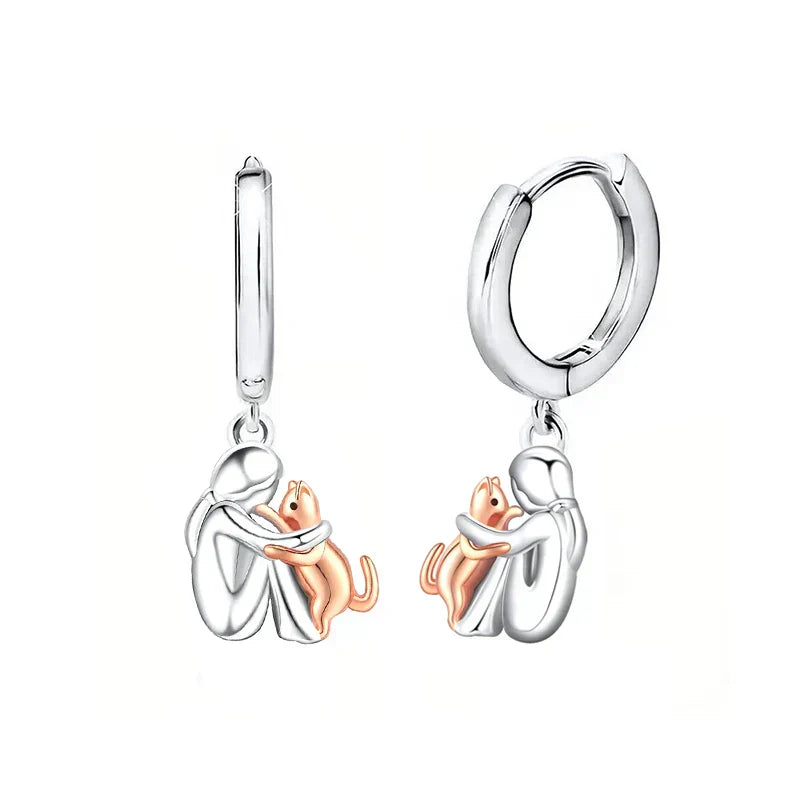 Lily™ - Boucles d'oreilles Icône Chat (Fermeture Ronde)