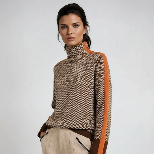 Elara | Pull à col roulé à rayures contrastantes