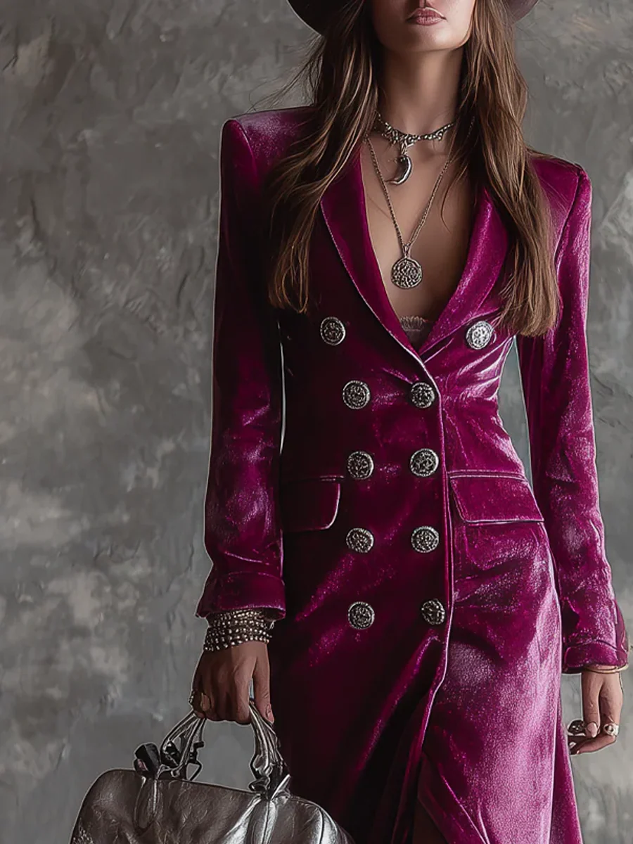 Vera | Robe blazer longue en velours