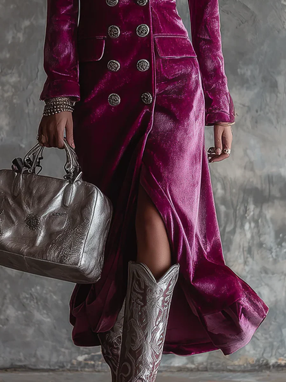 Vera | Robe blazer longue en velours
