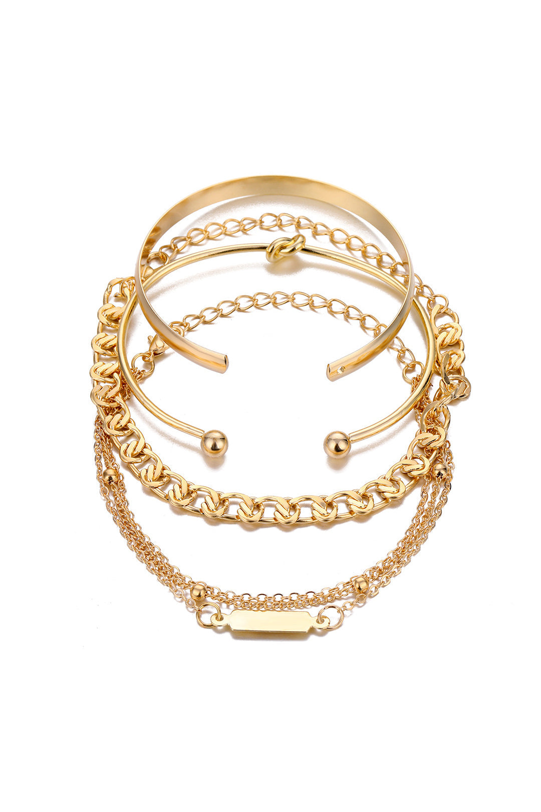 Lot de 4 bracelets à chaîne en métal