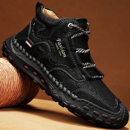Kolman - Casual leren veterlaarzen met antislipzool
