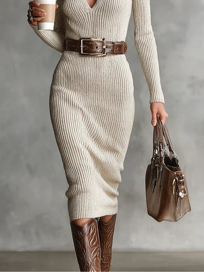 Julieta | Vestido Midi de Manga Larga con Cinturón