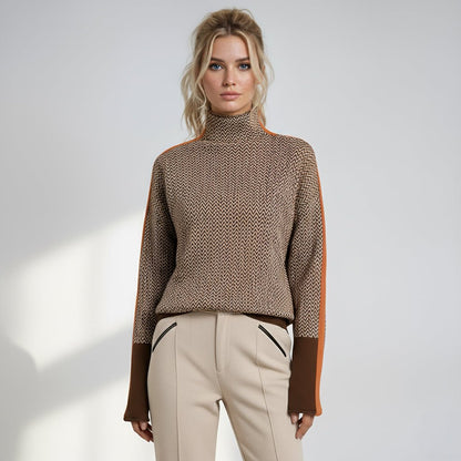 Elara | Suéter de cuello alto con rayas contrastantes
