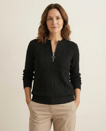 Frida | Suéter De Punto Trenzado Con Cremallera