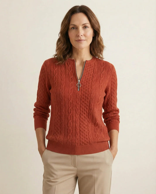 Frida | Suéter De Punto Trenzado Con Cremallera