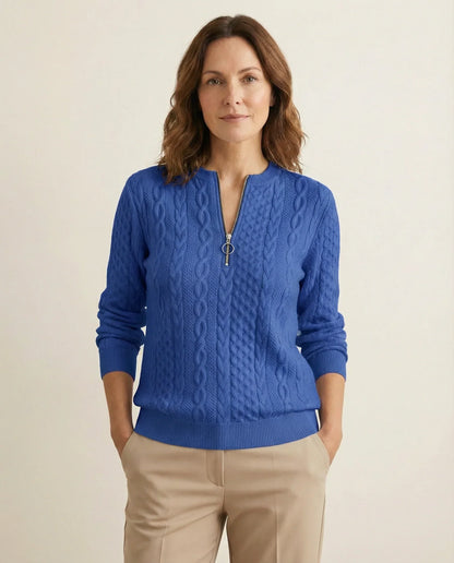 Frida | Suéter De Punto Trenzado Con Cremallera