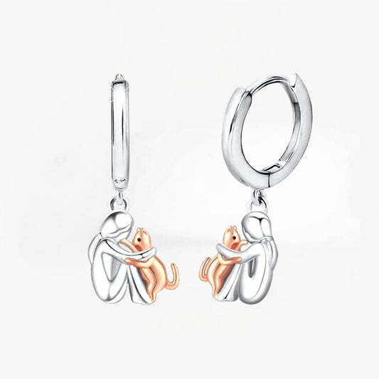 Lily™ - Boucles d'oreilles Icône Chat (Fermeture Ronde)