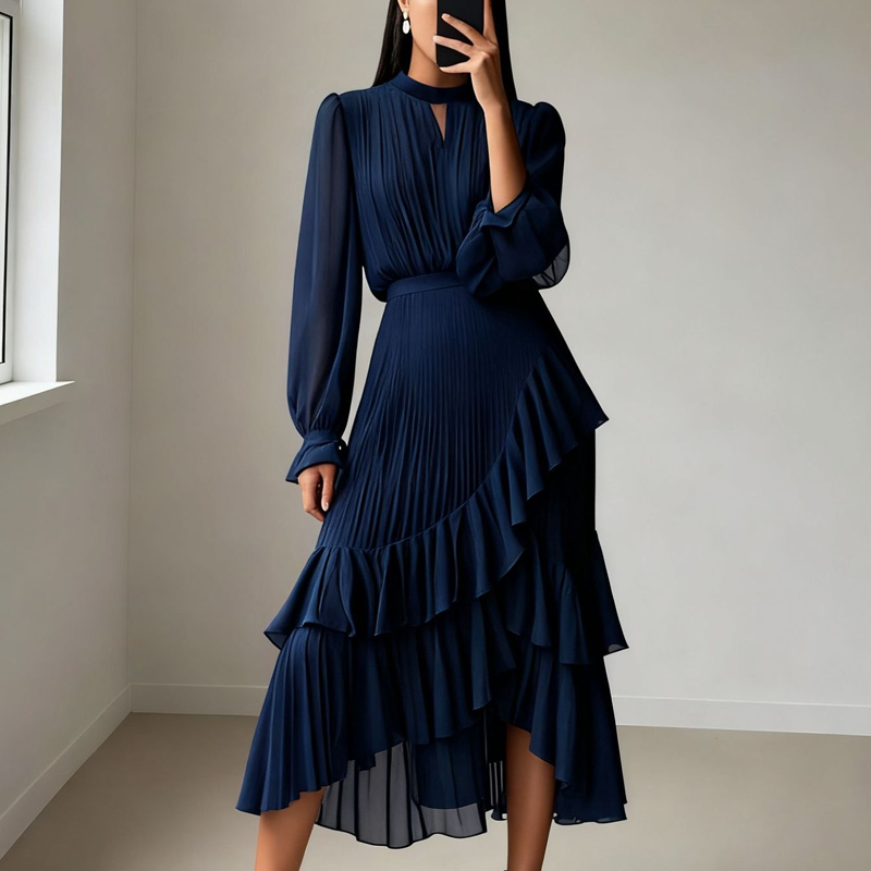 Helena - Robe midi plissée