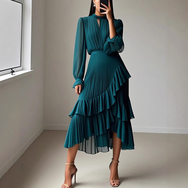 Helena - Robe midi plissée